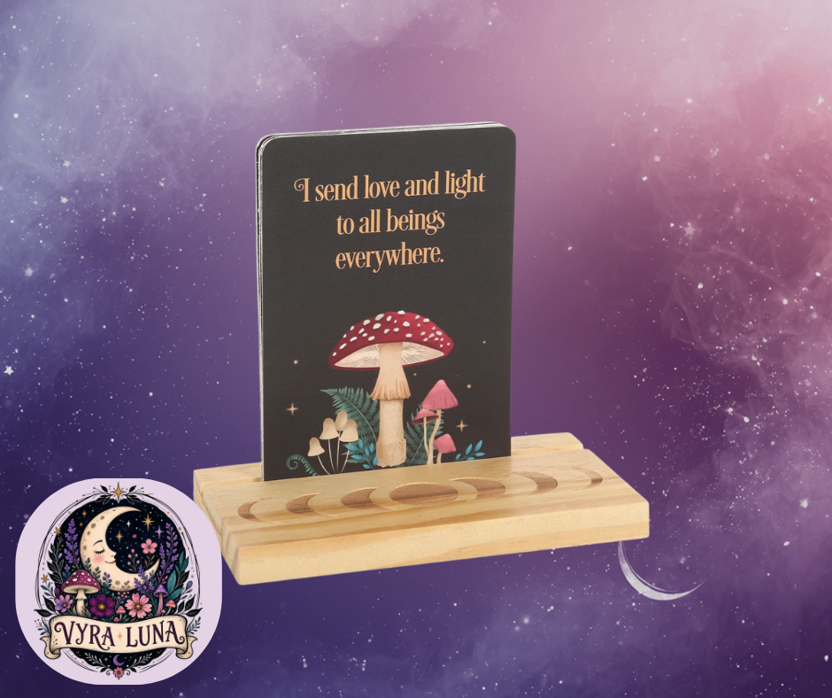 Dark Forest Affirmation Cards & Moon Phase Wooden Stand