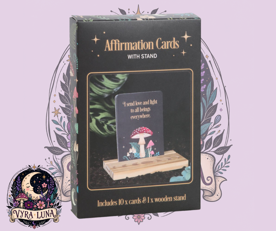 Dark Forest Affirmation Cards & Moon Phase Wooden Stand