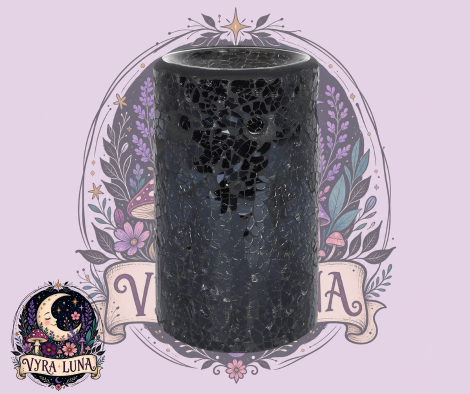 Black Crackle Glass Oil & Wax Warmer