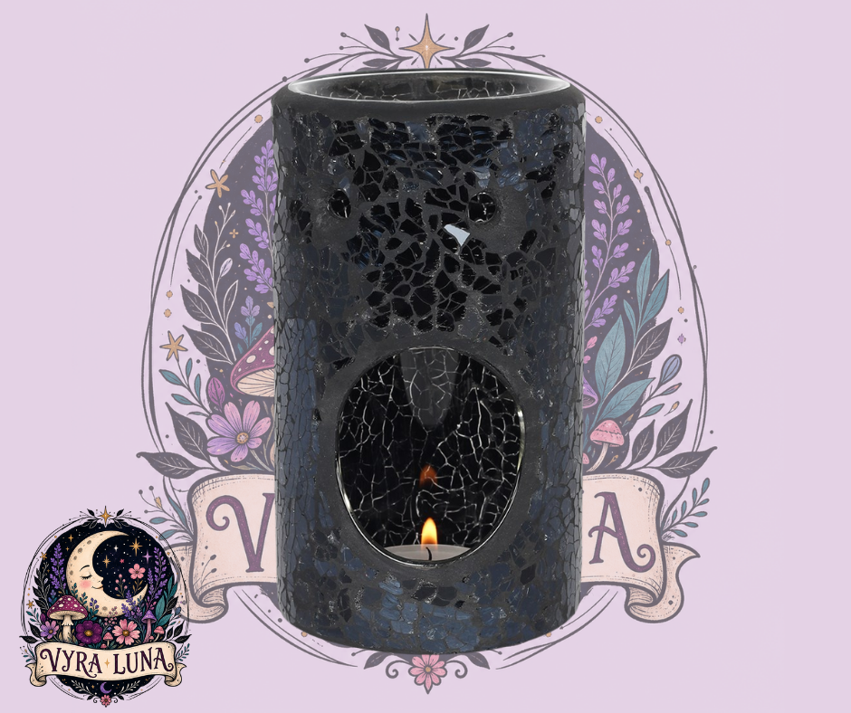 Black Crackle Glass Oil & Wax Warmer