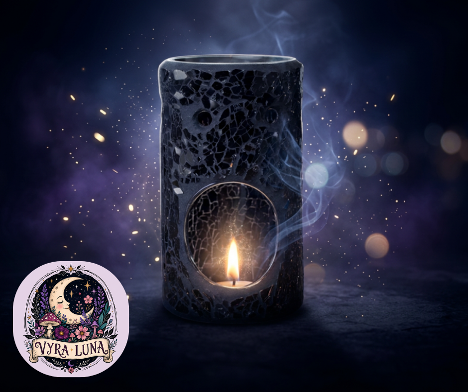 Black Crackle Glass Oil & Wax Warmer