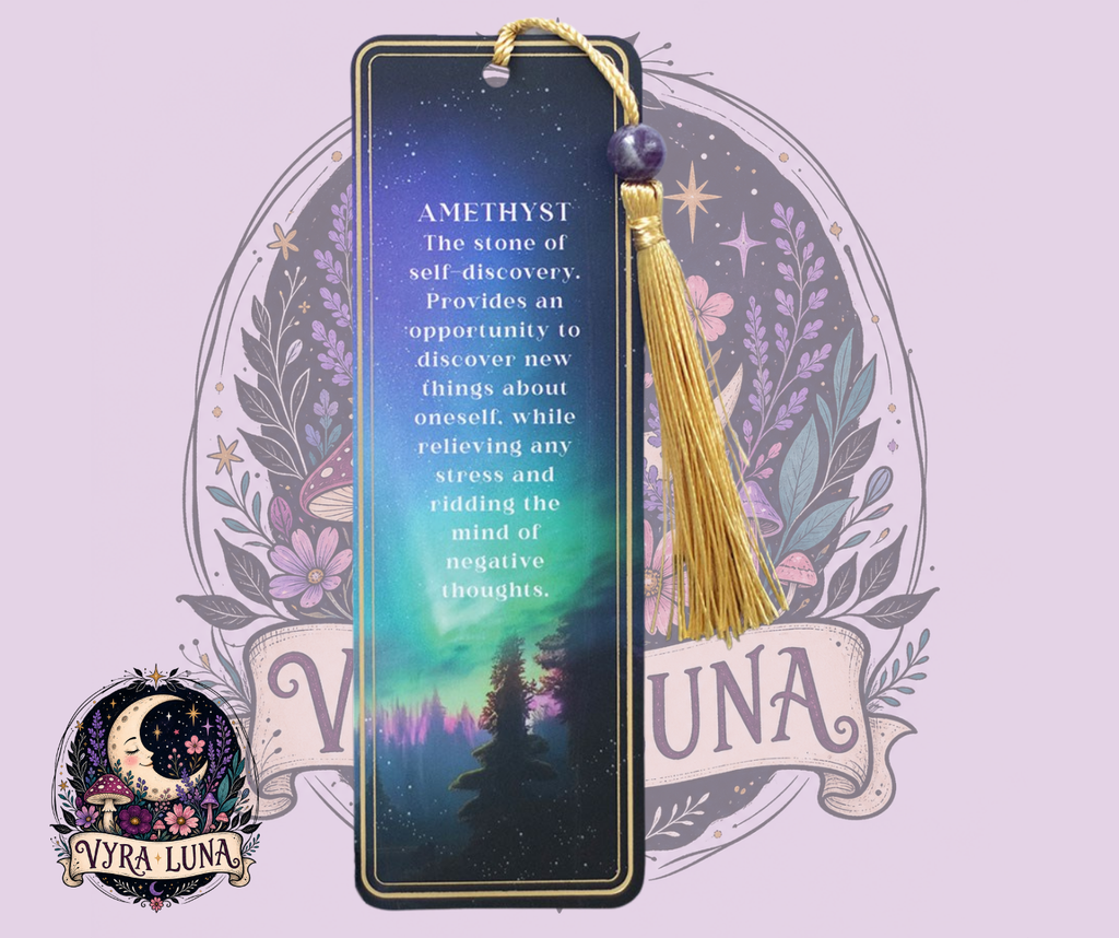 Ethereal Amethyst Bookmark - front with text