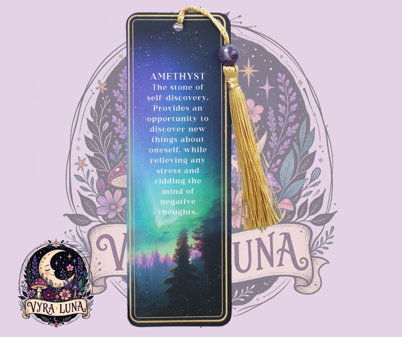 Ethereal Amethyst Bookmark - front with text