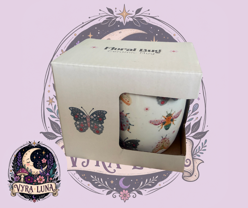 Floral Bug Print Ceramic Mug