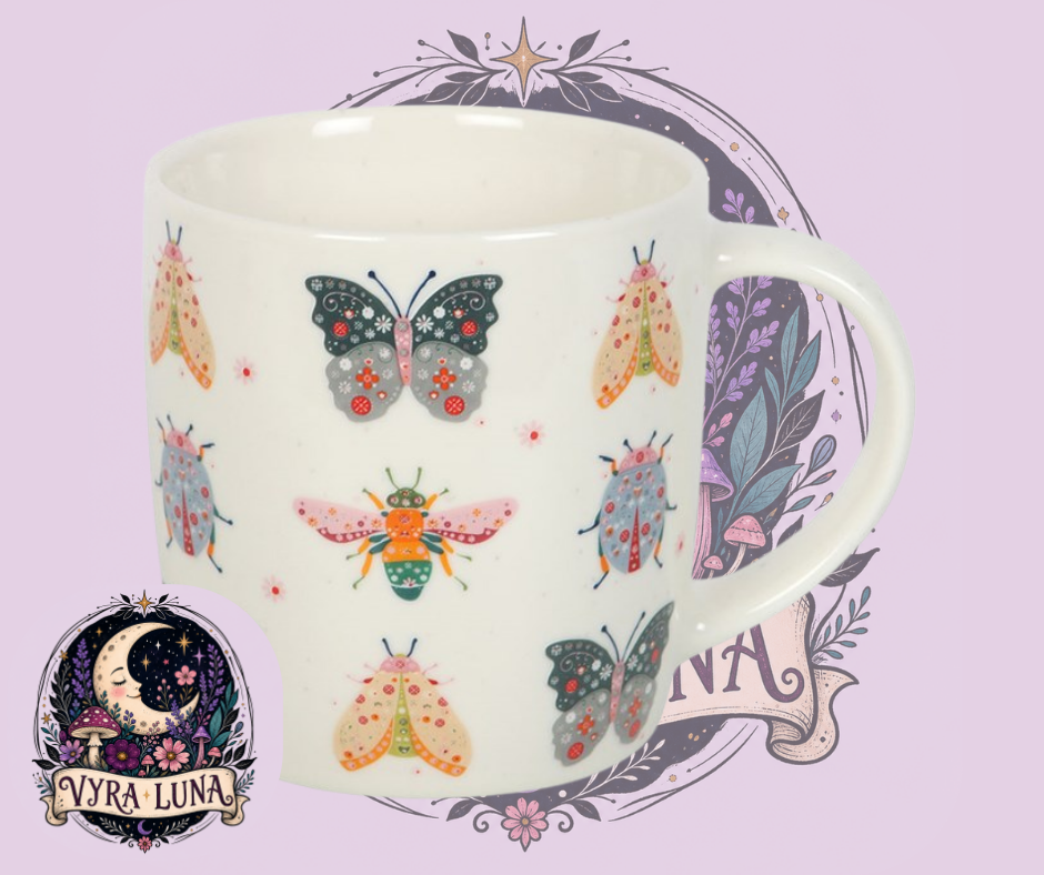 Floral Bug Print Ceramic Mug