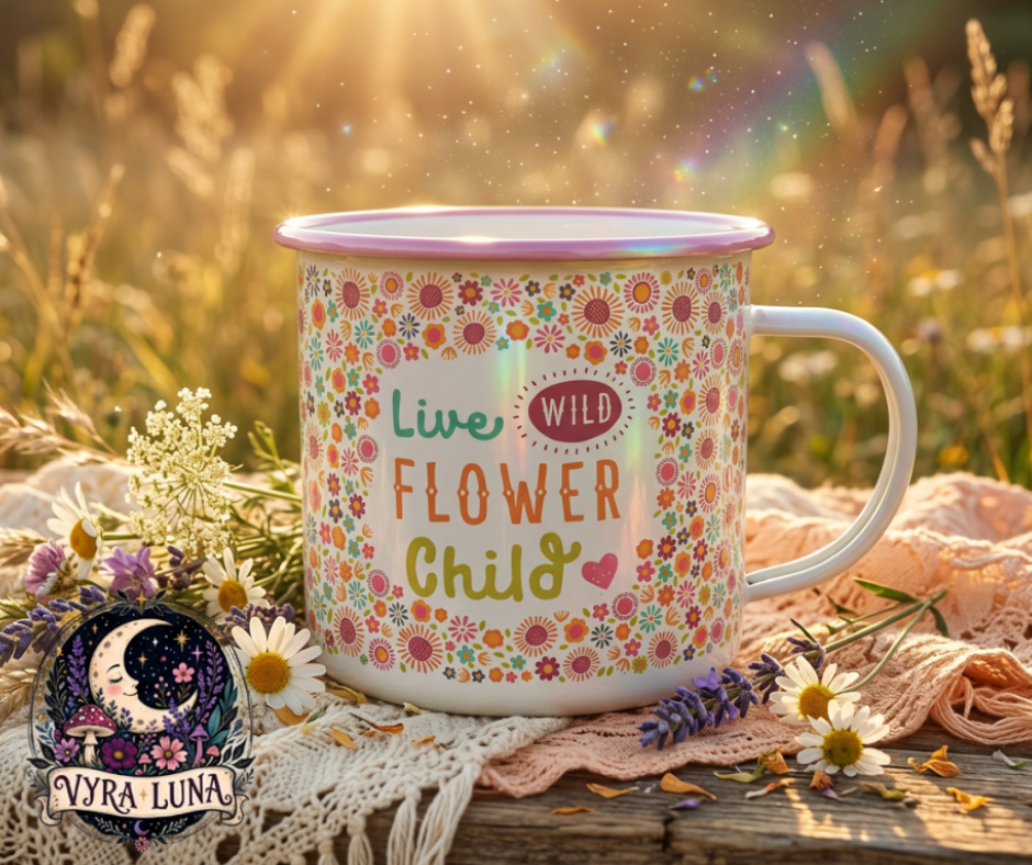 Live Wild Flower Child Enamel Mug