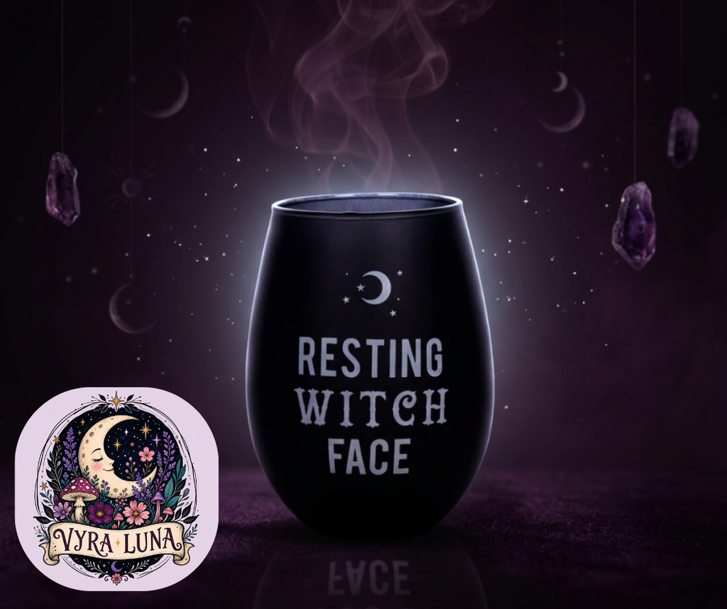 Resting Witch Face Stemless Wine Glass